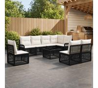 vidaXL Set di divani da giardino in rattan sintetico, 9 pezzi, nero, divano da giardino moderno, design modulare resistente alle intemperie, sedute comode per esterni, mobili in rattan