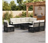 vidaXL Set Divano da Giardino 9 pz Nero polyrattan