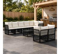 vidaXL Set Divano da Giardino 9 pz Nero polyrattan