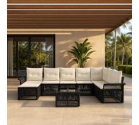 vidaXL Set divano da giardino 9 pezzi nero polyrattan, divano da giardino moderno, mobili componibili, seduta resistente alle intemperie, cuscini rimovibili, solo per uso esterno