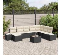 vidaXL Set Divano da Giardino 9 pz Nero polyrattan