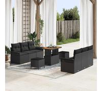 vidaXL Set Divano da Giardino 9 pz Nero polyrattan