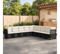 vidaXL Set di divani da giardino in rattan sintetico, 9 pezzi, nero, divano modulare moderno, resistente alle intemperie, per esterni, mobili da patio, sedie comode, giardino da sogno