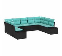 vidaXL Set Divano da Giardino 9 pz Nero polyrattan | Cambialo facilmente per adattarlo al tuo posto, Fatti per qualsiasi clima, I cuscini sono super rilassanti