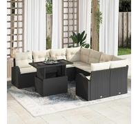 vidaXL Set Divano da Giardino 9 pz Nero Rattan in Polipropilene