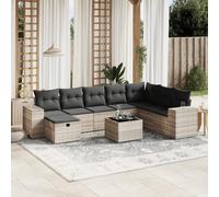 vidaXL Set Divano da Giardino 9pz con Cuscini Grigio Chiaro Polyrattan