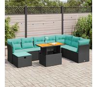 vidaXL Set Divano da Giardino 9pz con Cuscini Grigio Polyrattan Acacia