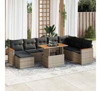 vidaXL Set Divano da Giardino 9pz con Cuscini Grigio Polyrattan Acacia
