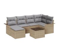 vidaXL Set Divano da Giardino a 4 Pezzi con Cuscini Beige e Grigio Chiaro in polyrattan, Design modulare, Seduta Resistente alle intemperie e Rimovibile per mobili da Balcone e Patio, Seduta intrecci