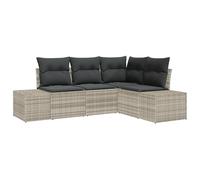 vidaXL Set di 4 divani da giardino con cuscino, grigio chiaro, in polyrattan, resistente alle intemperie, elegante seduta, per esterni, balcone, giardino d'inverno, mobili da taglio angolare, sedia