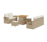 vidaXL Set Divano da Giardino a 8 Pezzi con Cuscini Beige Polyrattan Mobili da Esterno Modulari per Balcone Patio Loveseat Resistente alle Intemperie