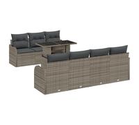 vidaXL Set Divano da Giardino a 8 Pezzi con Cuscini in Rattan Polietilene Grigio