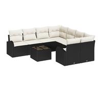 vidaXL Set Divano da Giardino a 9 Pezzi con Cuscini Rattan Nero Polyrattan Resistente alle Intemperie Mobili Esterni Posti Comodi Design Modulare Divano per Patio Balcone Lounge