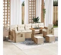 vidaXL Set Divano da Giardino Beige e Crema polyrattan