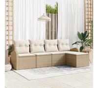 vidaXL Set Divano da Giardino Beige polyrattan