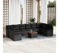 vidaXL Set Divano da Giardino con archiviazione 11 pcs Nero polyrattan