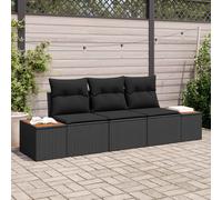 vidaXL Set Divano da Giardino con archiviazione 3 pcs Nero Poly Rattan