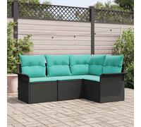 vidaXL Set Divano da Giardino con archiviazione 4 pcs Nero polyrattan, Sofà modulare moderno per giardino e terrazza, resistente ai raggi UV, per un relax all'aperto