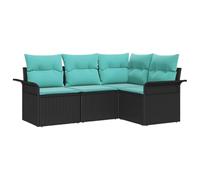 vidaXL Set Divano da Giardino con archiviazione 4 pcs Nero polyrattan, Sofà modulare moderno per giardino e terrazza, resistente ai raggi UV, per un relax all'aperto