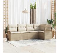 vidaXL Set Divano da Giardino con archiviazione 5 pcs Beige polyrattan