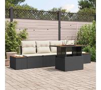 vidaXL Set Divano da Giardino con archiviazione 5 pcs Nero Poly Rattan