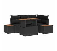 vidaXL Set Divano da Giardino con archiviazione 5 PCS Nero Poly Rattan, Giardino e terrazzo, Set modulare Moderno, Ampio Spazio, Divano Rettangolare, Soluzione per Lounge in Balcone