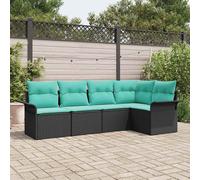 vidaXL Set Divano da Giardino con archiviazione 5 pcs Nero polyrattan