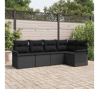 vidaXL Set Divano da Giardino con archiviazione 5 pcs Nero polyrattan