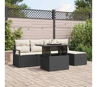 vidaXL Set Divano da Giardino con archiviazione 6 pcs Nero Poly Rattan