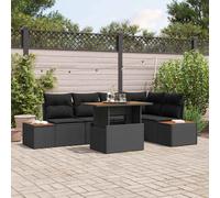 vidaXL Set Divano da Giardino con archiviazione 6 pcs Nero Poly Rattan