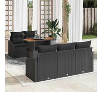 vidaXL Set Divano da Giardino con archiviazione 6 pcs Nero Poly Rattan