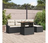 vidaXL Set Divano da Giardino con archiviazione 6 pcs Nero Poly Rattan