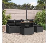 vidaXL Set Divano da Giardino con archiviazione 6 pcs Nero Poly Rattan