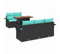 vidaXL Set Divano da Giardino con archiviazione 6 pcs Nero Poly Rattan, Giardino e terrazza, divano modulare moderno, materiali resistenti al sole, mobili per rilassarsi