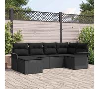 vidaXL Set Divano da Giardino con archiviazione 6 pcs Nero polyrattan