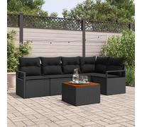 vidaXL Set Divano da Giardino con archiviazione 6 pcs Nero polyrattan