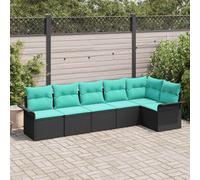 vidaXL Set Divano da Giardino con archiviazione 6 pcs Nero polyrattan