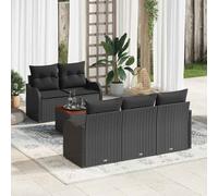 vidaXL Set Divano da Giardino con archiviazione 6 pcs Nero polyrattan