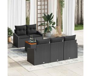 vidaXL Set Divano da Giardino con archiviazione 6 pcs Nero polyrattan