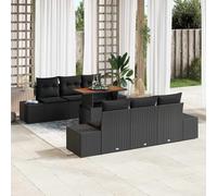 vidaXL Set Divano da Giardino con archiviazione 7 pcs Nero Poly Rattan