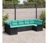 vidaXL Set Divano da Giardino con archiviazione 7 pcs Nero Poly Rattan