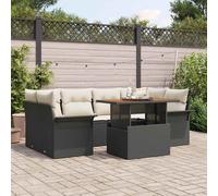 vidaXL Set Divano da Giardino con archiviazione 7 pcs Nero Poly Rattan