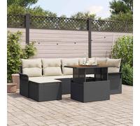 vidaXL Set Divano da Giardino con archiviazione 7 pcs Nero Poly Rattan