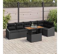 vidaXL Set Divano da Giardino con archiviazione 7 pcs Nero Poly Rattan
