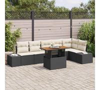 vidaXL Set Divano da Giardino con archiviazione 7 pcs Nero Poly Rattan