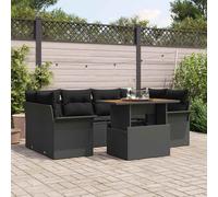 vidaXL Set Divano da Giardino con archiviazione 7 pcs Nero Poly Rattan