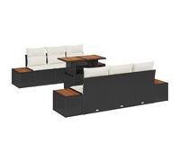 vidaXL Set di divani da Giardino 7 Pezzi con Cuscini modulari Neri in Rattan Resistente alle intemperie. Perfetto per Il Patio, Il Balcone o per Stare Comodi. Facile da Mantenere, è l'ideale per Il