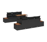 vidaXL Set di divani da Giardino a 7 Pezzi di con Cuscini modulari Neri e Marroni in Poly Rattan Resistenti alle intemperie. Perfetto per balconi e per accogliere Fino a 5 Persone. Facile da mantene