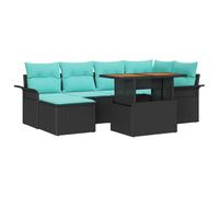 vidaXL Set Divano da Giardino con archiviazione 7 pcs Nero Poly Rattan, Giardino e terrazza, divano modulare, resistente, materiali UV, relax all'aperto, lounge patio