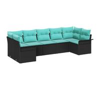 vidaXL Set Divano da Giardino con archiviazione 7 pcs Nero Poly Rattan, Set divani da giardino e terrazza, lounge outdoor moderna, arredo modulare resistente ai raggi UV